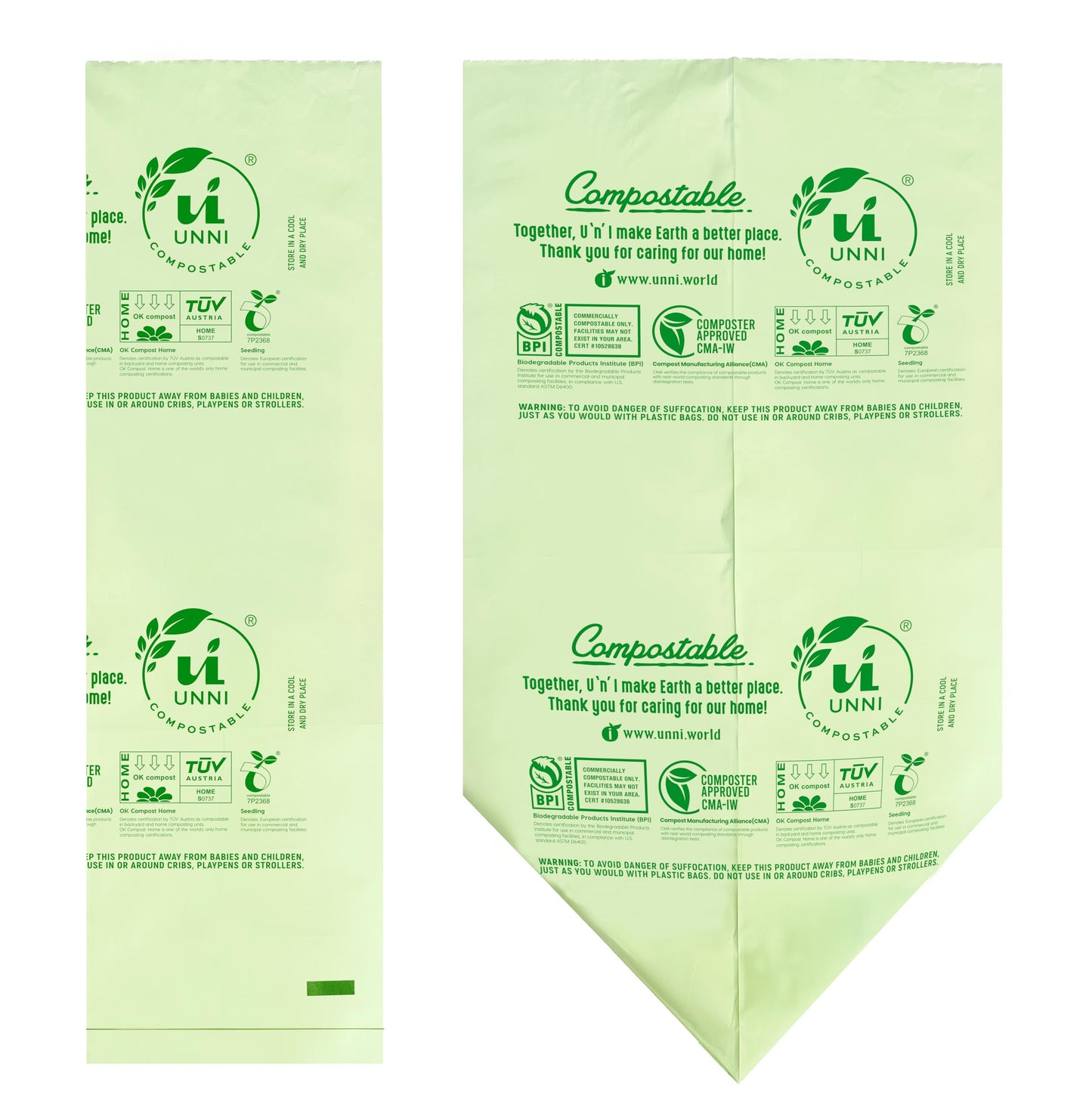 Compostable Trash Bags, 2.6 Gallon, 100 Pack