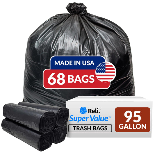 Heavy Duty Trash Bags, 95 Gallon, 68 Pack