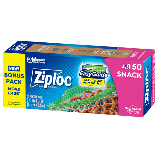Snack Bags with Grip Seal, 50 Count