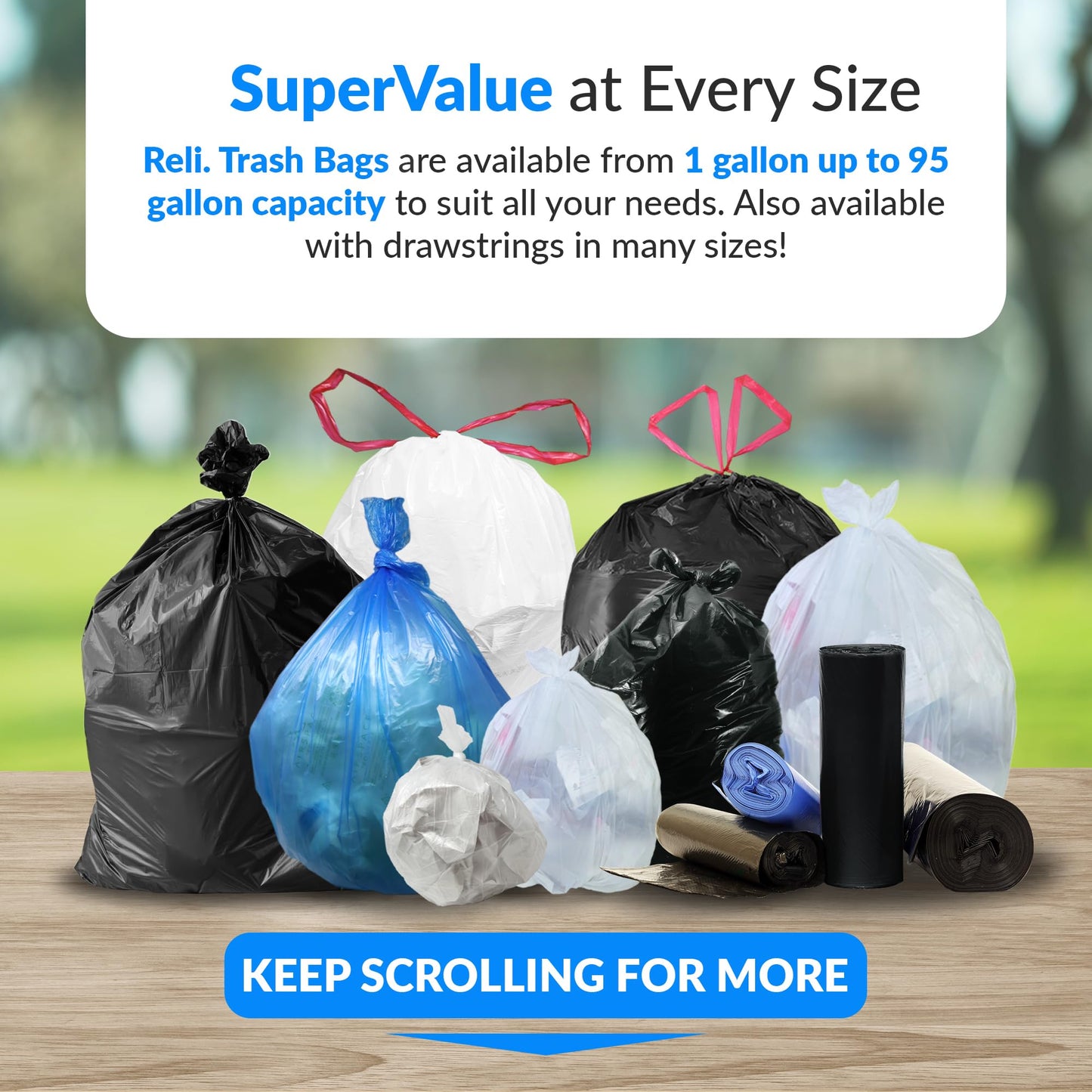 Heavy Duty Trash Bags, 55–60 Gallon, 150 Pack
