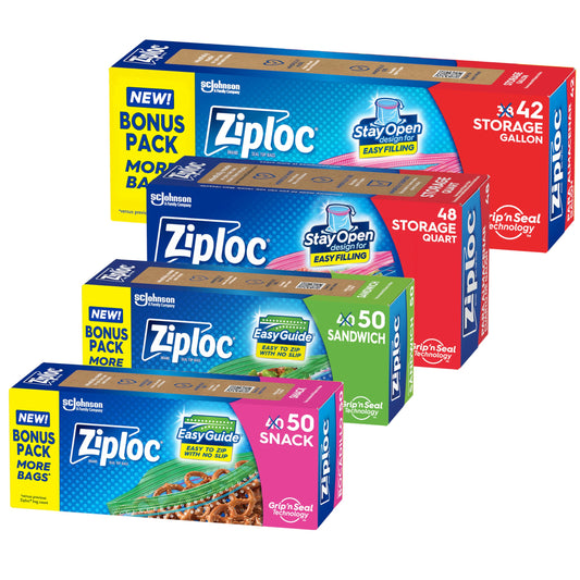 Storage Bag Variety Pack, Quart & Snack, 190 Count