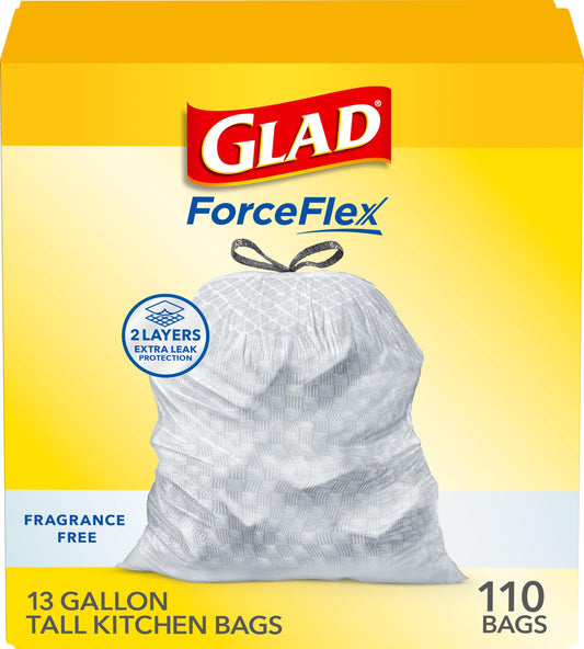 Tall Kitchen Trash Bags, 13 Gallon, 110 Pack, Fragrance-Free