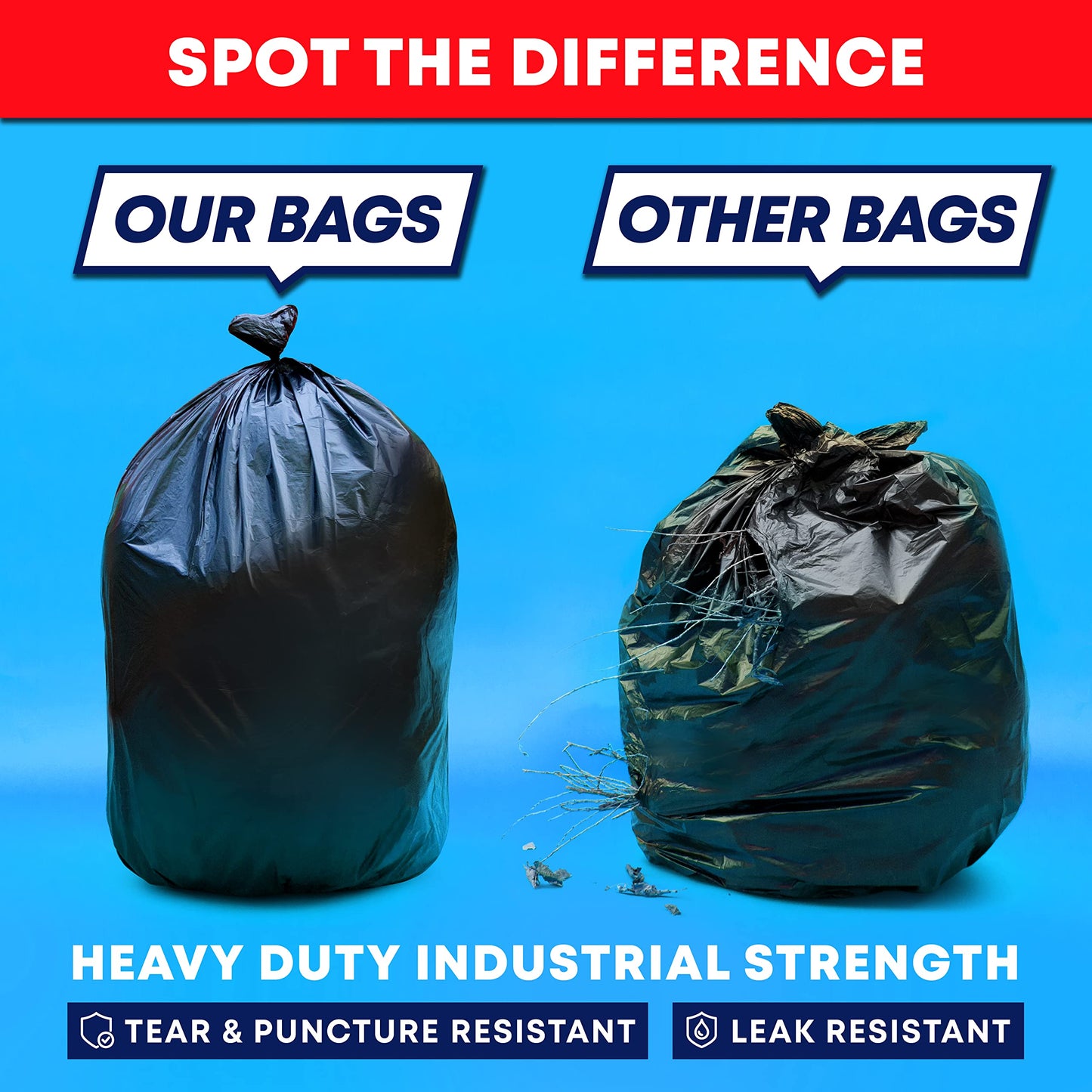 Heavy Duty Trash Bags, 55–60 Gallon, 150 Pack