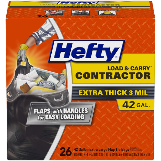 Heavy Duty Contractor Trash Bags, 42 Gallon, 26 Pack
